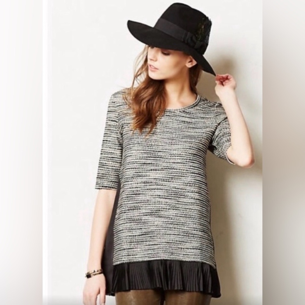 Anthropologie Clu + Willoughby Black and White Striped Tunic